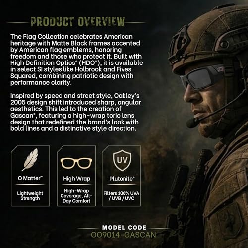 Image of Oakley Standard Issue SI GASCAN USA FLAG Collection Military Grade Sunglasses With Official Eyewear Kit