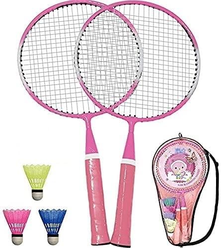 SPOCCO | Kids Badminton Set, 2 Rackets, 3 Shuttlecocks & Backpack | Nylon Alloy Badminton Racket for Kids - Baby Badminton Aluminum Toy Set for Children with Shuttlecocks and Backpack | RS-05