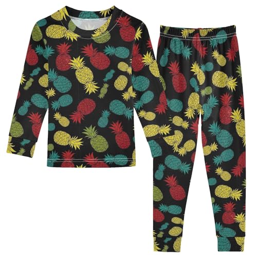 Baby Boy Girl Colorful Pineapples Black Footless Clothing Set Fall Outfit 18M