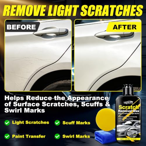 Image of Car Scratch Remover, Scratch Remover for Vehicles, Scratch Removal Wax, Car Paint Scratch Repair, Helps Reduce Minor Scratches and Swirl Marks, Restores Gloss and Shine, 3.4 fl oz /100ml