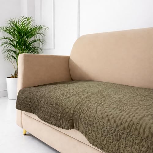 Image of Homerz Premium Petal Charm Sofa Cover | Embossed Floral Pattern | Soft Touch, Anti-Dust & Easy Wash Fabric Cloth, Washable and Durable (Brown, 2 Seater, Only Seat Cover)