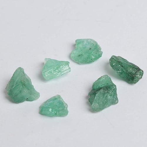 Miniatura 2 de Lote de 6 piezas de cristales curativos de esmeralda verde rara, gemas ásperas de cabbing lapidario natural de 44.00 quilates, Gema, lote de piedras