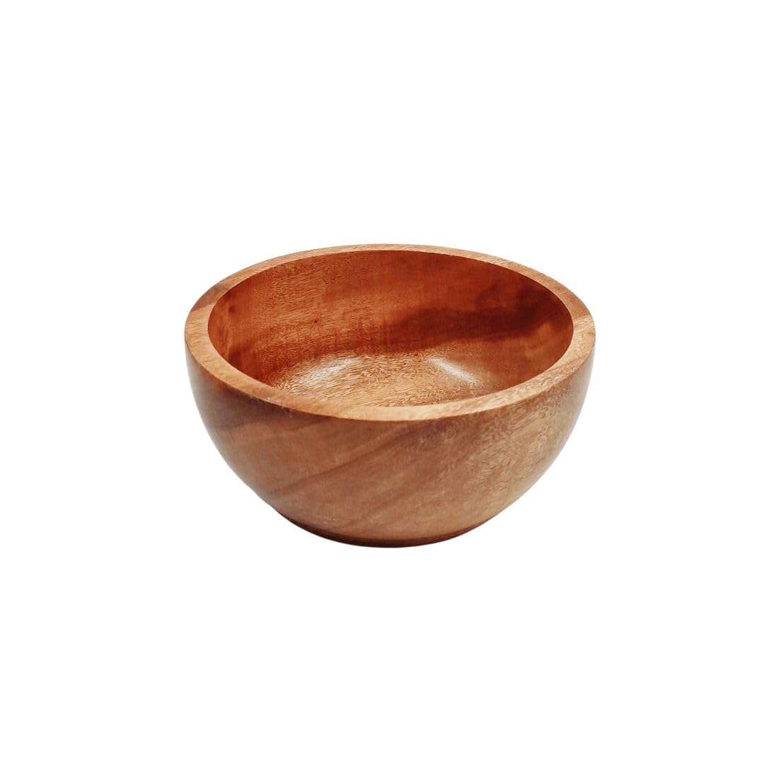 artisan foundation The Aesthetic, Handmade, Wooden Mahogany, Elegant, Multipurpose Serving Bowl, for Salads, Soups, Snacks (Medium_Natural Wood)