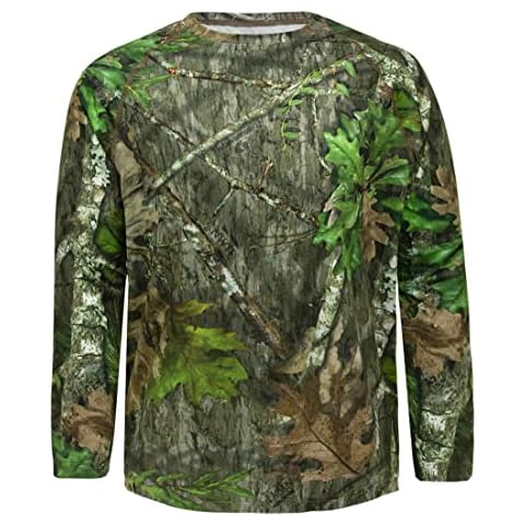 Mossy Oak Camiseta de Manga Larga para Hombre de Diseño de Camuflaje Cover