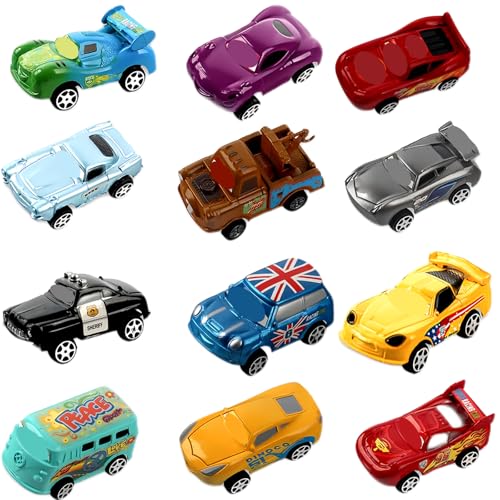 DabbOo 12 Pièces Jouet Cadeau pour Enfants Jouet Cars en Plastique Jouets pour Petites Voitures Chaudes Petit Ensemble de Jouets de Voiture Adapté aux Fêtes...