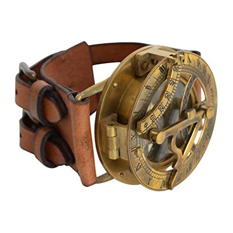 Medieval Replicas Brass Compass Studio"Dennis" Genuine Leather Sundial Bracelet Cover