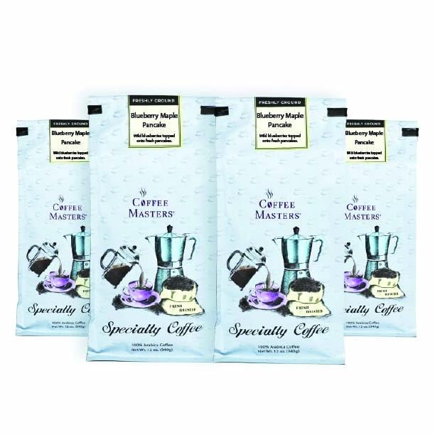Coffee Masters Flavored Coffee, Blueberry Maple Pancake Ground, 12-Ounce Bags (Pack of 4)