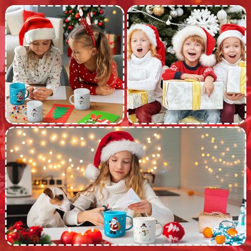 Yaomiao 24 Pcs Christmas Mugs Set Plastic Holiday Cups Santa Claus Snowman Mugs Bulk 7 oz Christmas Cups Gifts for Holiday Birthday Party Decoration
