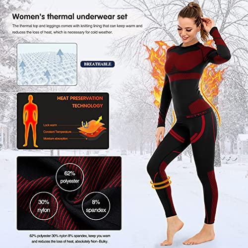 MEETYOO Women’s Thermal Underwear Set, Base Layers for Ladies, Fleece Lined Long Johns Sport Quick Dry Top Leggings Set for Running Skiing Cycling Workout - Image 4