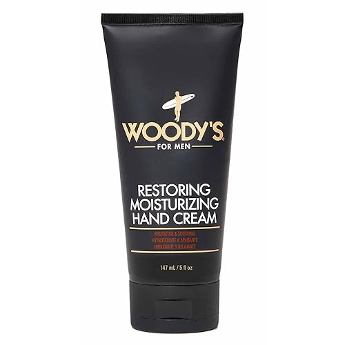 Woody's Crema de manos restauradora para hombres, hidratante, hidratante y calmante, alivio rápido para manos ásperas y secas, 5 onzas líquidas