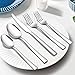 40-Piece Silverware Set, E-far Stainless Steel Flatware Set Service for 8, Modern Tableware Cutlery Set for Home and Restaurant, Square Edge & Mirror Finish, Dishwasher Safe