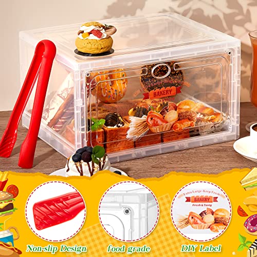 3 Pcs Bread Box For Kitchen Countertop With 50 Bread Bags With Ties And 1 Utility Tong Bread Storage Container Clear Bread Keeper Reusable Plastic Bread Bags For Homemade Bread Plastic Serving Tongs #TOP2