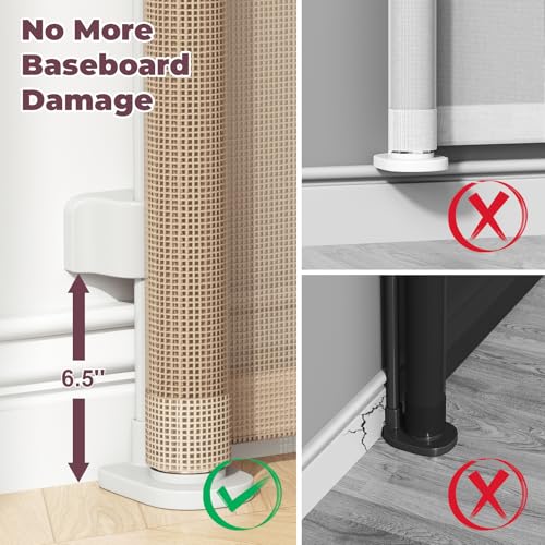 Image of 76 inch Retractable Baby Gates Extra Wide, Mesh Long Dog Gate for Deck | Indoor Outdoor Stair Gate for Wide Openings Doorways Hallways Porch, Child Pet Safety Essentials for Home, Beige