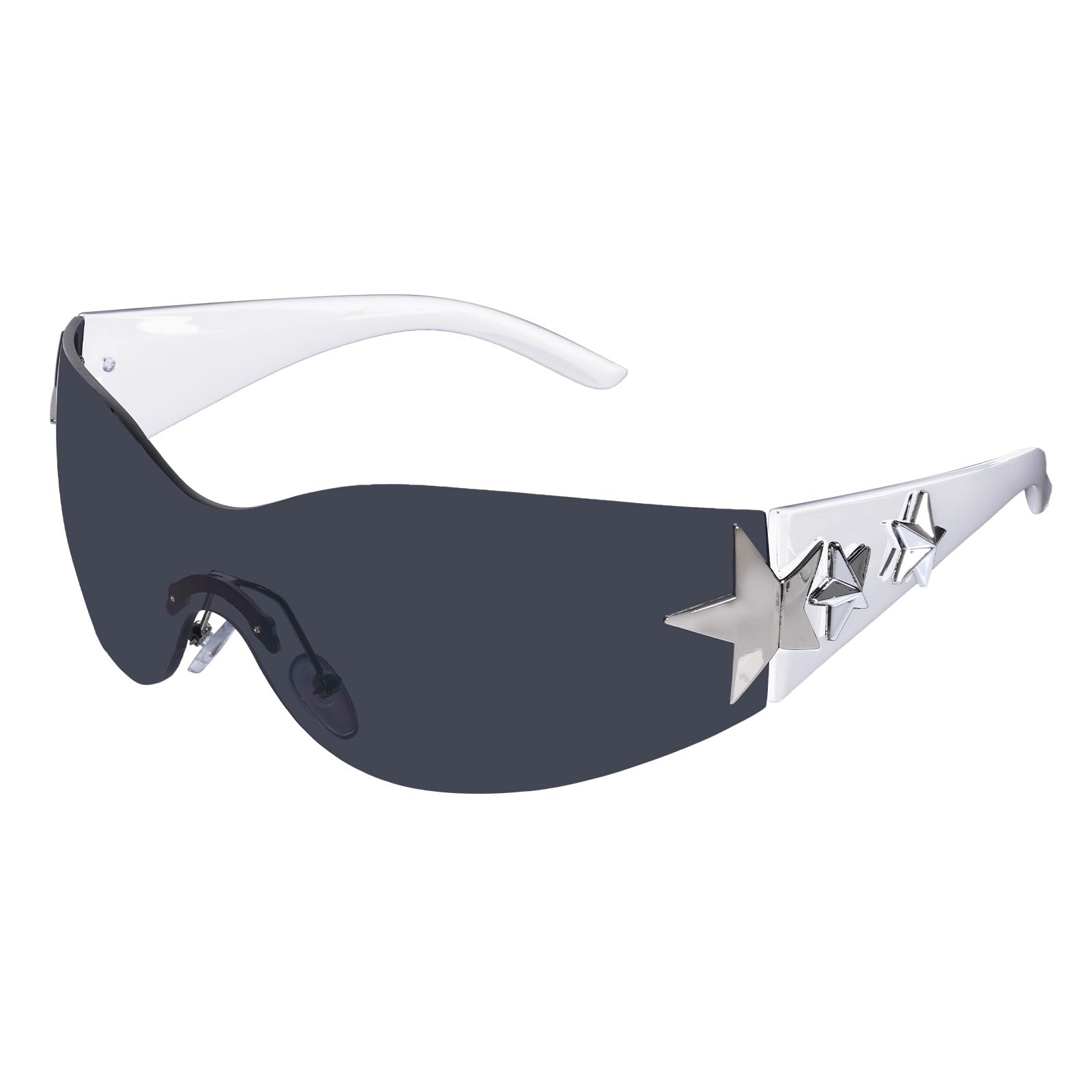 Nydotd Rimless Y2K Sunglasses Wrap Around Trendy Glasses for Women Men Frameless Sun Glasses 2000S Fashion Cool Shield Shades