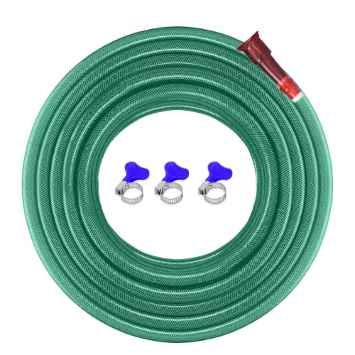 Image of Cinagro 10 Meter, 0.5 Inch, 3 Layer Braided PVC Garden Hose Pipe, Green | With Tap Adapter, 3 Clamps, Heavy Duty, Flexible, Car Wash, Garden Watering