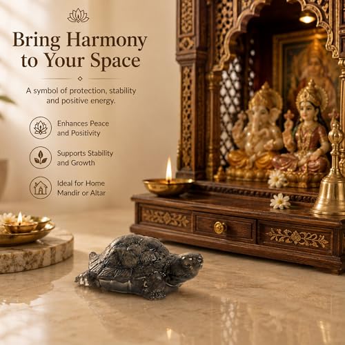 Image of Pyrite Turtle for Good Luck | Natural Pyrite Crystal Vastu Kachhua for Protection, Stability & Positive Energy, Home Decor, Office Desk & Housewarming Gift