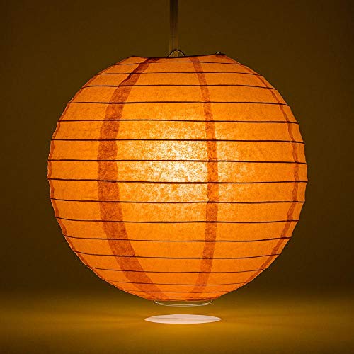 Image of Quasimoon PaperLanternStore Decorative Paper Lantern - (Single, 24-Inch, Persimmon Orange, Even Ribbing) Round Paper Lantern - Ideal Wedding and Party Decor or Home Accent, Lighting Optional