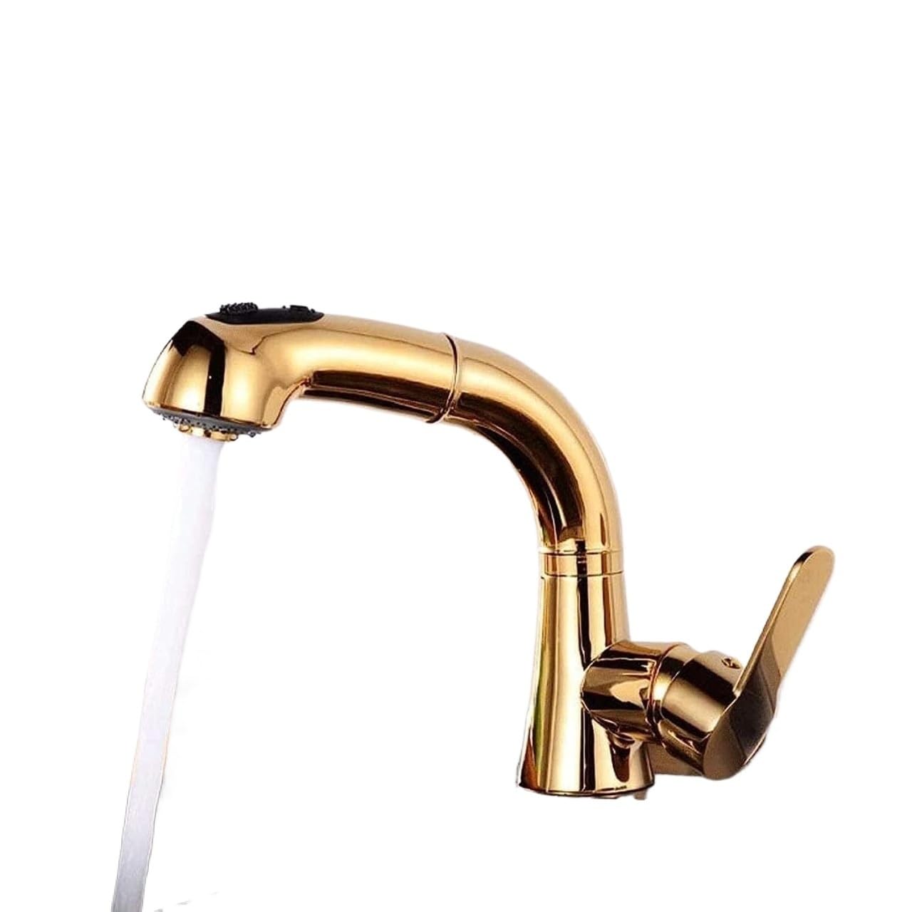 Robinet de cuisine antique extractible en cuivre pivotant pour évier rétro