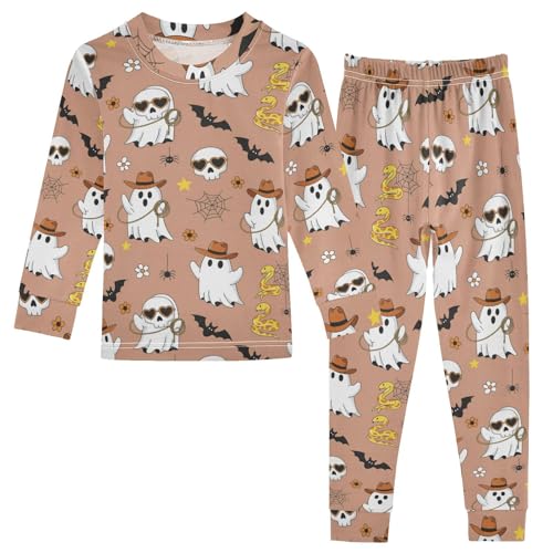 Pajama Sets Long Sleeve Cute Halloween Pattern with Ghost Soft Comfy Sleepwear 2 Piece PJS 3-8T