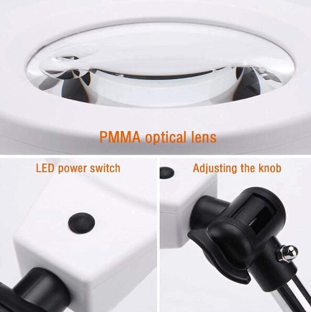 JOZZY Lupa,Lámpara de Escritorio Plegable con 19 LED Regulables y 3 Luces LED de luz Diurna, 2X 5X Mesa Manos Libres - Manualidades Lectura Joyería Soldadura Costura Hobby Inspección Universal