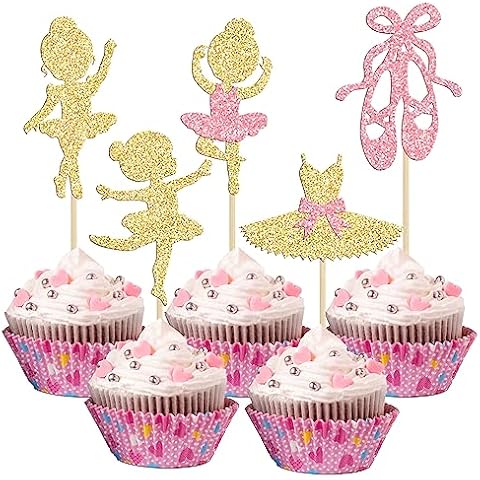 Gyufise 30Pcs Ballerina Cupcake Toppers Cover