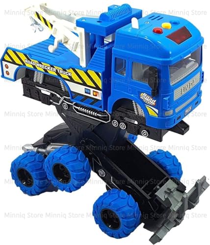 Image of Monster 6x6 Tow Truck Friction Powered Unbreakable With Light and Sound Pull Back Vehicles Toy for Kids (Colors as Per Stock)