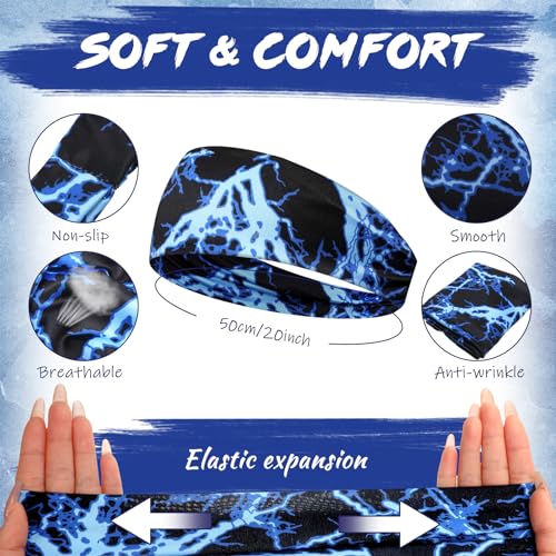 Image of 18 Pcs Sports Sweatbands for Men Women Camo Headbands Workout Non Slip Headbands Breathable Head Band Fitness Stretchy Unisex Hairband for Yoga Running Cycling Ball