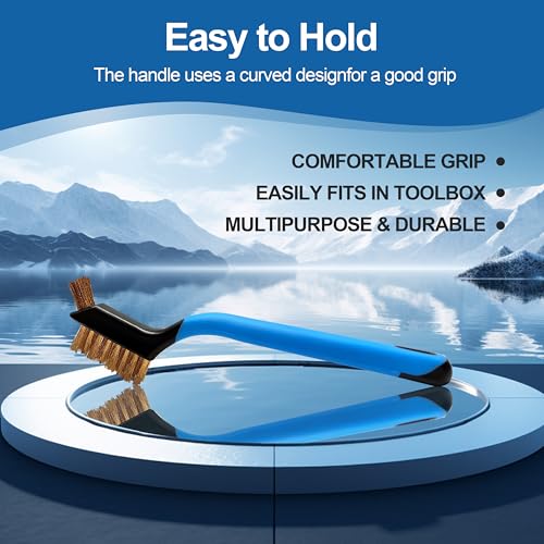 Image of Mini Wire Brush Set 6Pcs - Nylon /Brass /Stainless Steel Bristles with Curved Handle Grip for Rust, Dirt & Paint Scrubbing with Deep Cleaning