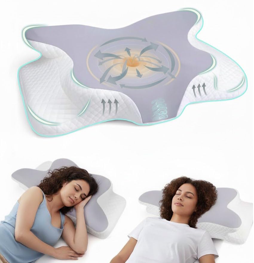 Memory Foam Neck Pillow for Sleeping, Ergonomic Cervical Support Pillow for Neck & Shoulde...