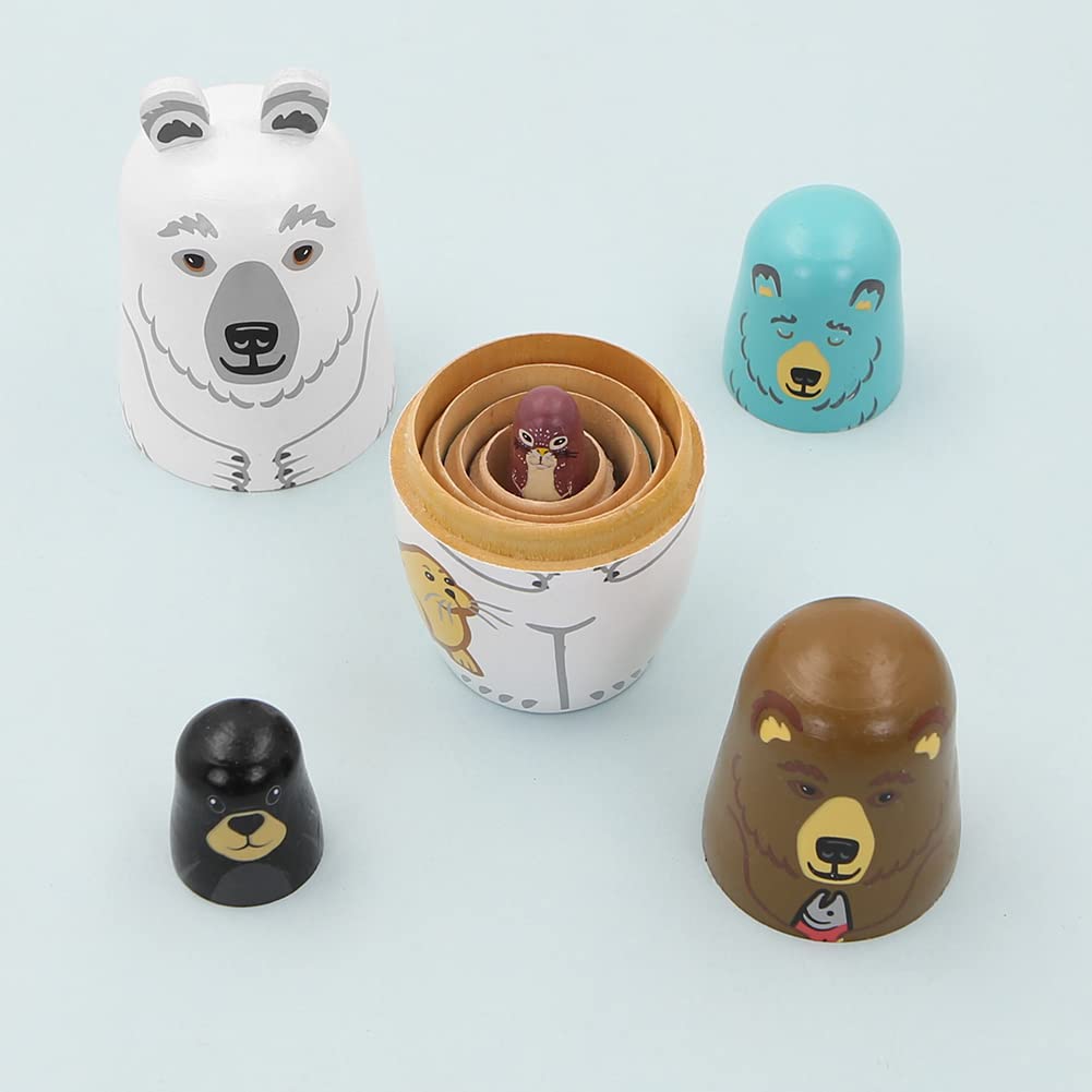 Nesting Dolls For Kids 5Pcs Stacking Dolls Brown Bear Adorable