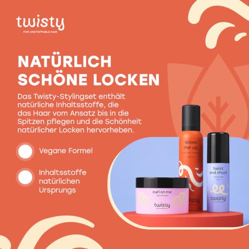 TWISTY Locken Routine Set: Locken Creme, Lockenschaum & Curl Booster - Lockenpflege für Naturlocken, Curly Hair Produkte, Haar Pflege Set für Curls