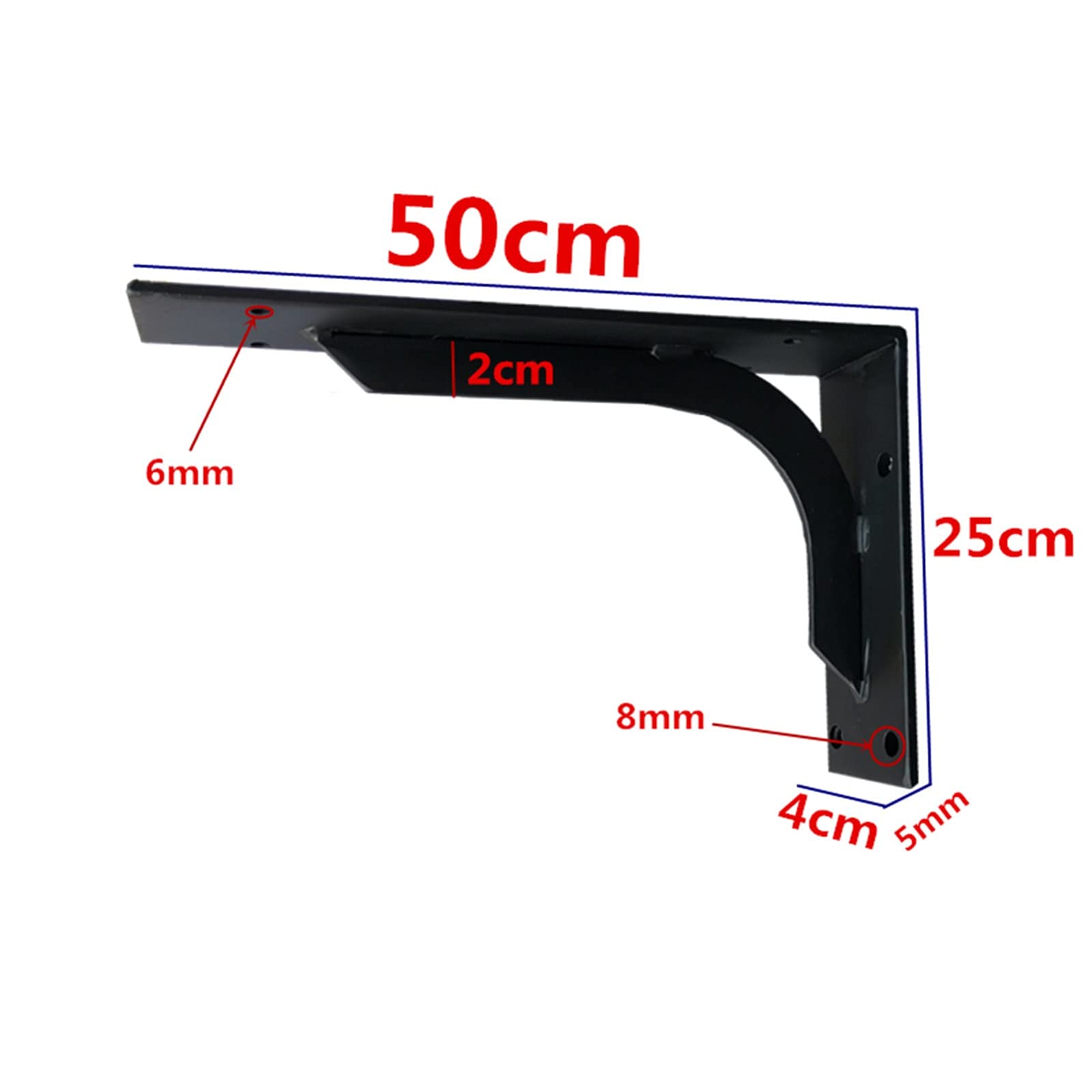 Staffe per Mensola Pesante, Triangolare Supporto per Mensole Pesanti Appesa a Muro Supporti Ripiani,Per Casa Bagno Soggiorno Cucina,Carico 250 kg,Negro,2 Pezzi(Size:50×25cm)