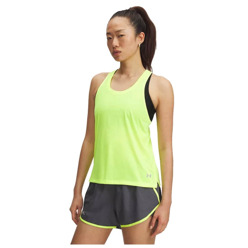 Under Armour Women's Launch Singlet, Lightweight Running Vest with Classic Racerback Design, Women's Vest for Sports, Training and Athletics,High Vis Yellow / / Reflective,LG
