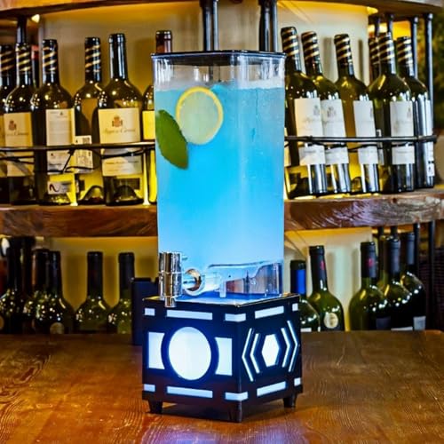 FLYILIA ドリンクサーバー ドリンクディスペンサー 冷水筒 3L 蛇口付き LEDライト付き 七色 ピッチャー ジャグ プラスチック製 蓋付き 冷水ポット 麦茶ポット お茶ポット 水差し 業務用 家庭用 来客用 おしゃれ 大容量 広口 割れにくい お