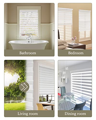 Bliwans Zebra Blinds,34" W X 64" H,White-Cordless Zebra Blinds,30" W X 72" H,White #TOP7