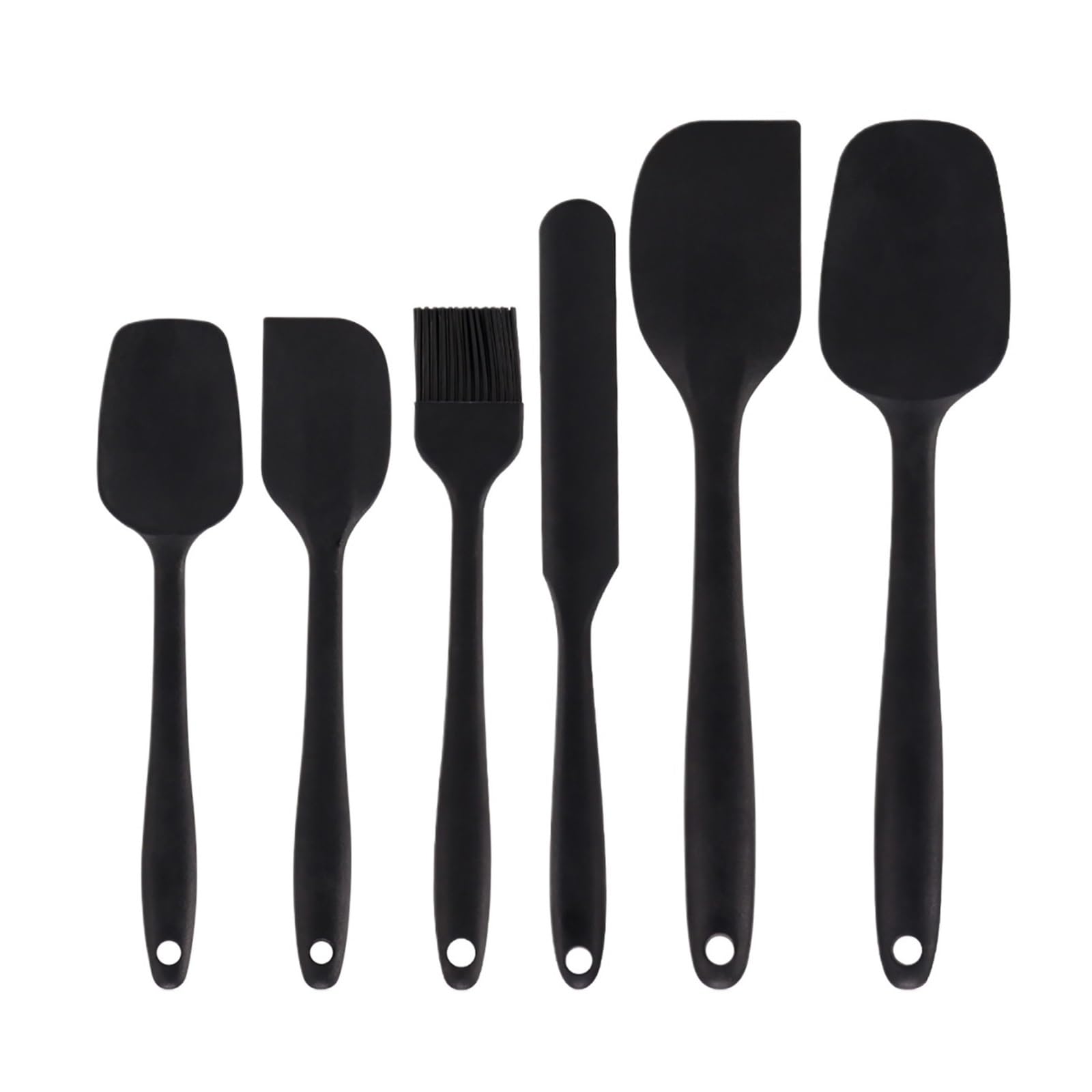 Espátula de silicona resistente y antiadherente, Compatible con hornear, cocinar, mezclar, raspar rayar, utensilios cocina, 6 uds(Black)