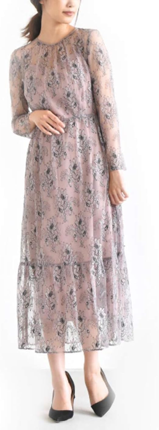 Amazon Co Jp Kaene カエン 花園 ワンピース オールレース マキシ丈 ドレス 1 Purple F フリーサイズ 服 ファッション小物