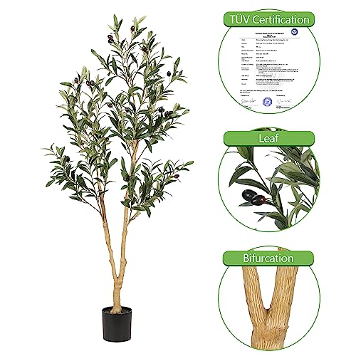Realead 4ft Artificial Olive Tree, Fake Potted Olive Silk Tree, Tall Faux Olive Plants for Living Room Balcony Corner Home Office Decor by REALEAD - Image 3