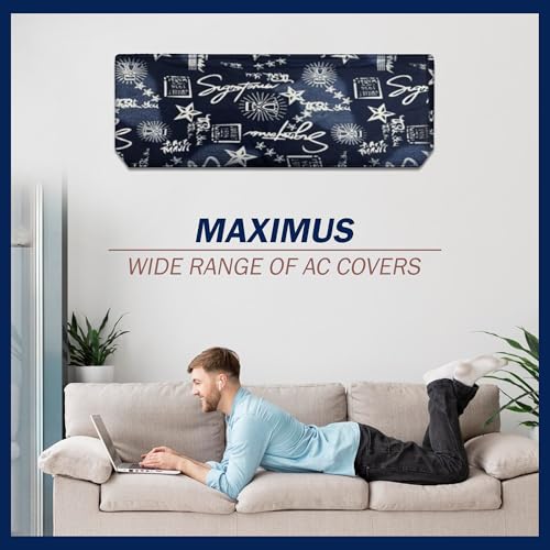 Image of Digital Print Split AC Cover Set for 1.5 Ton Indoor & Outdoor Units - Dustproof & Water Resistant Protection (Signature Blue)