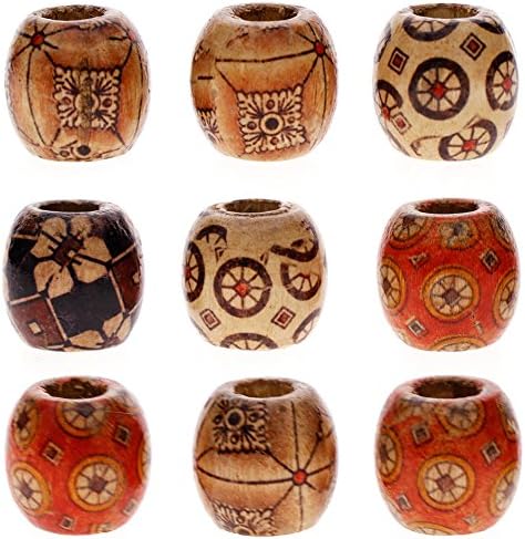 Juanya Wholesale 100pcs 12mm Mixed Painted Drum Wood Spacer Beads Wooden Beads for DIY Jewelry Making Hair Accessories