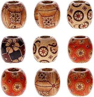 Juanya Wholesale 100pcs 12mm Mixed Painted Drum Wood Spacer Beads Wooden Beads for DIY Jewelry Making Hair Accessories