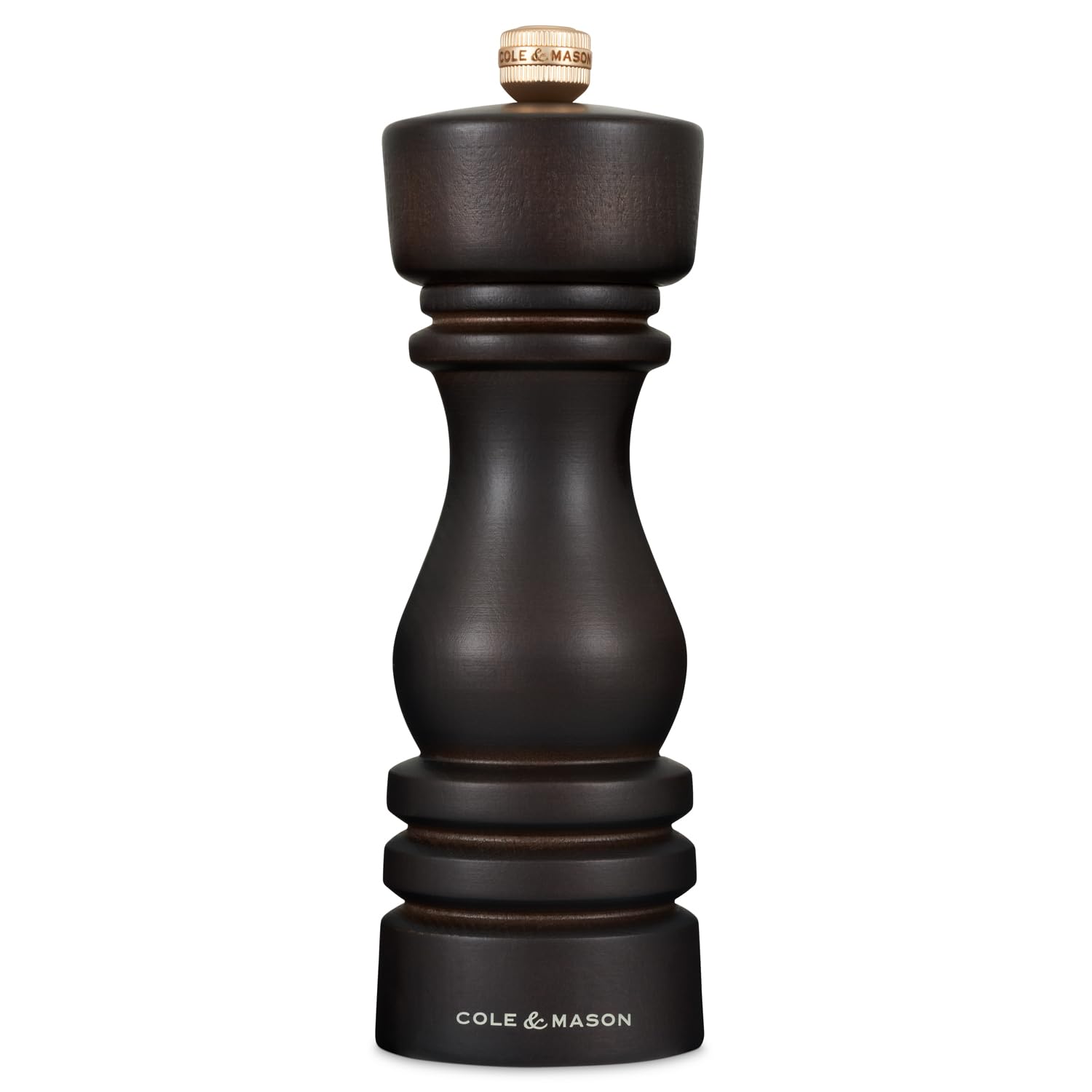 Cole & Mason London Refillable Spice Mill, 7'' Salt Mill, Chocolate Wood
