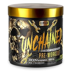 UNCHAINED® – Pre Workout Booster with Ecdysterone | 20 Servings (400g) with Caffeine | L-Arginine, L-Citrulin-Malate, Beta-Alanine + 14 Other Active Ingredients | 100% Focus & Energy | Lemon Lime