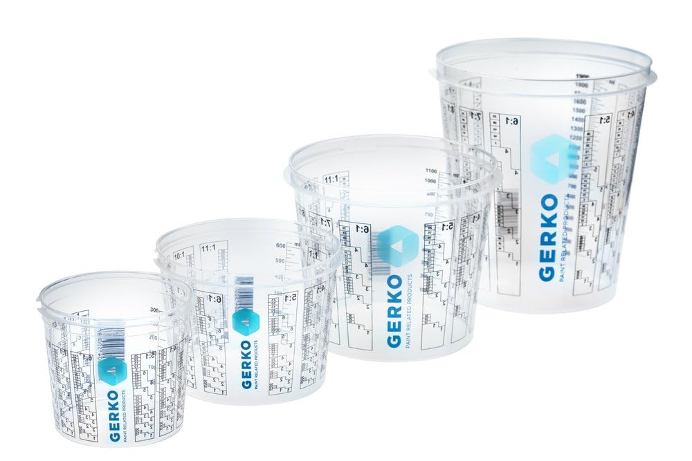 Gerko - Juego de 50 tazas mezcladoras, capacidad de 1400 ml, con escala de medición y proporciones de mezcla