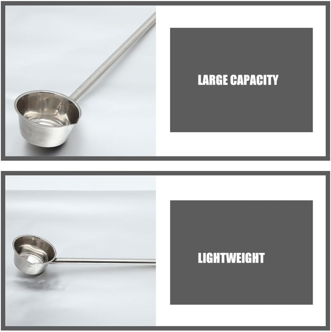 Stainless Steel Water Ladle Long Handle Spoon with Spout 12cm Kitchen Scoop for Gardening and Cooking