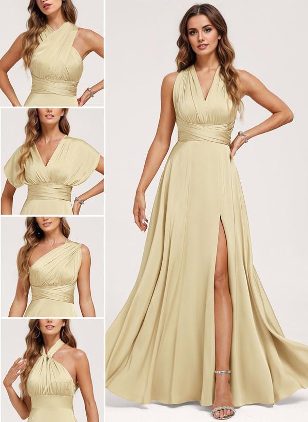IIF Convertible Bridesmaid Dresses Satin Infinity Prom Dress with Bandeau Multiway Maxi Formal Dress IIF1553