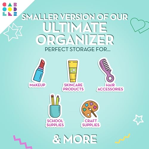 Image of Caboodles Pretty in Petite Makeup Box, Two-Tone Seafoam on Lavender, Hard Plastic Organizer Box, 2 Swivel Trays, Fashion Mirror, Secure Latch for Safe Travel