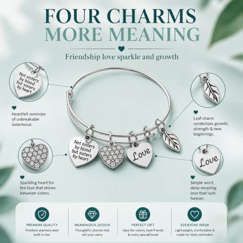 Image of Infinity Collection Best Friends Bracelets- Not Sisters By Blood But Sisters By Heart Bracelet- Friend Jewelry- Gift for Friends