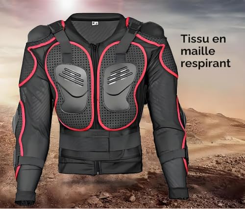 YuanDiann Moto Armure Veste de Protection Pare Pierre Cross Motard Gilet de Protection Cyclisme Patinage Snowboarding Plastron avec Protection de la Poitrine et Dos Rouge M – vue 2