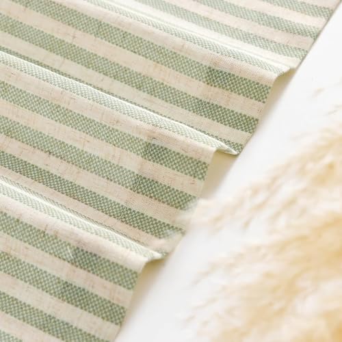 Rideau cuisine court effet lin de qualité supérieure beige et vert - 7